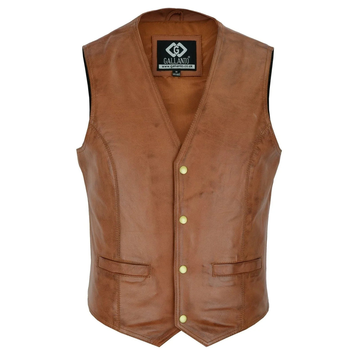 Leather Biker Vest with Classic Snap Button Front