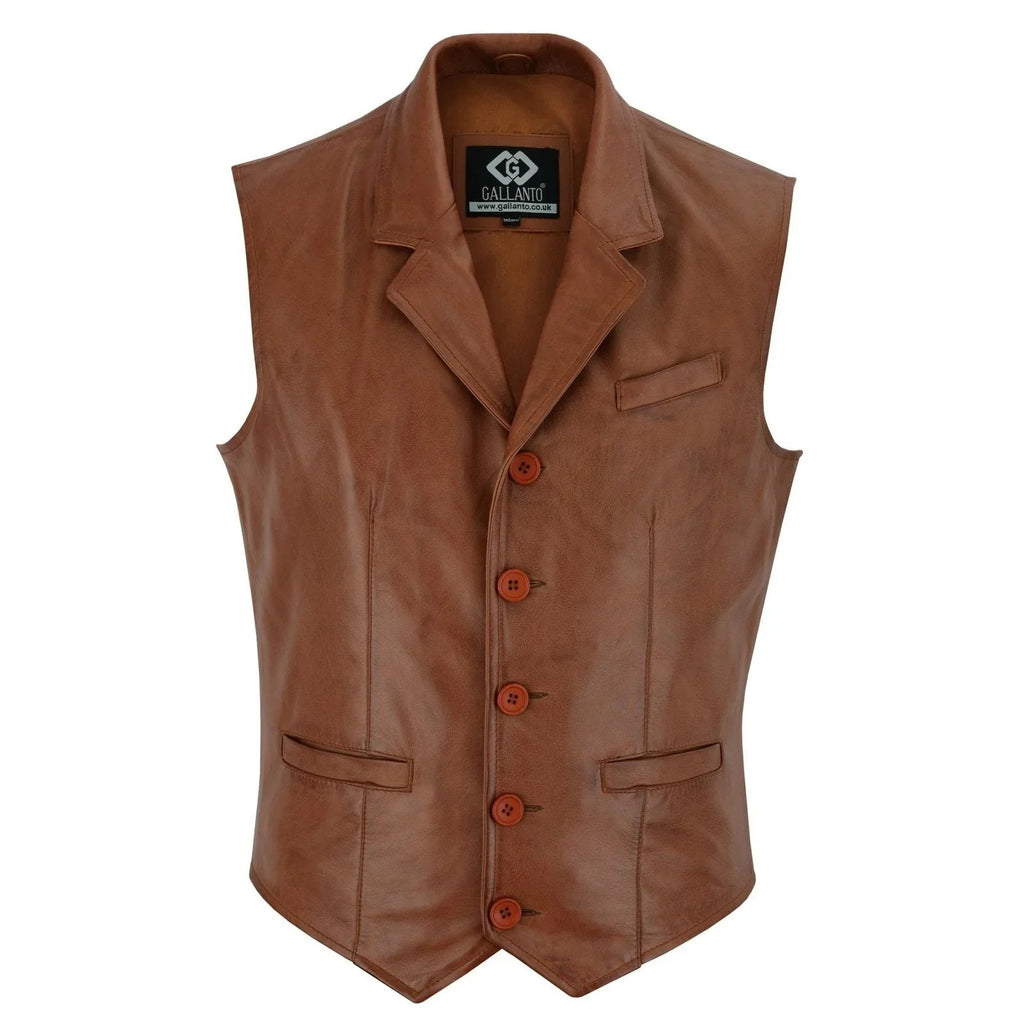 Leather Mens Dress Vest in Sheepskin and Goat Suede