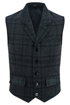 Mens Tweed Vest with Formal Check and Blazer-Style Cut