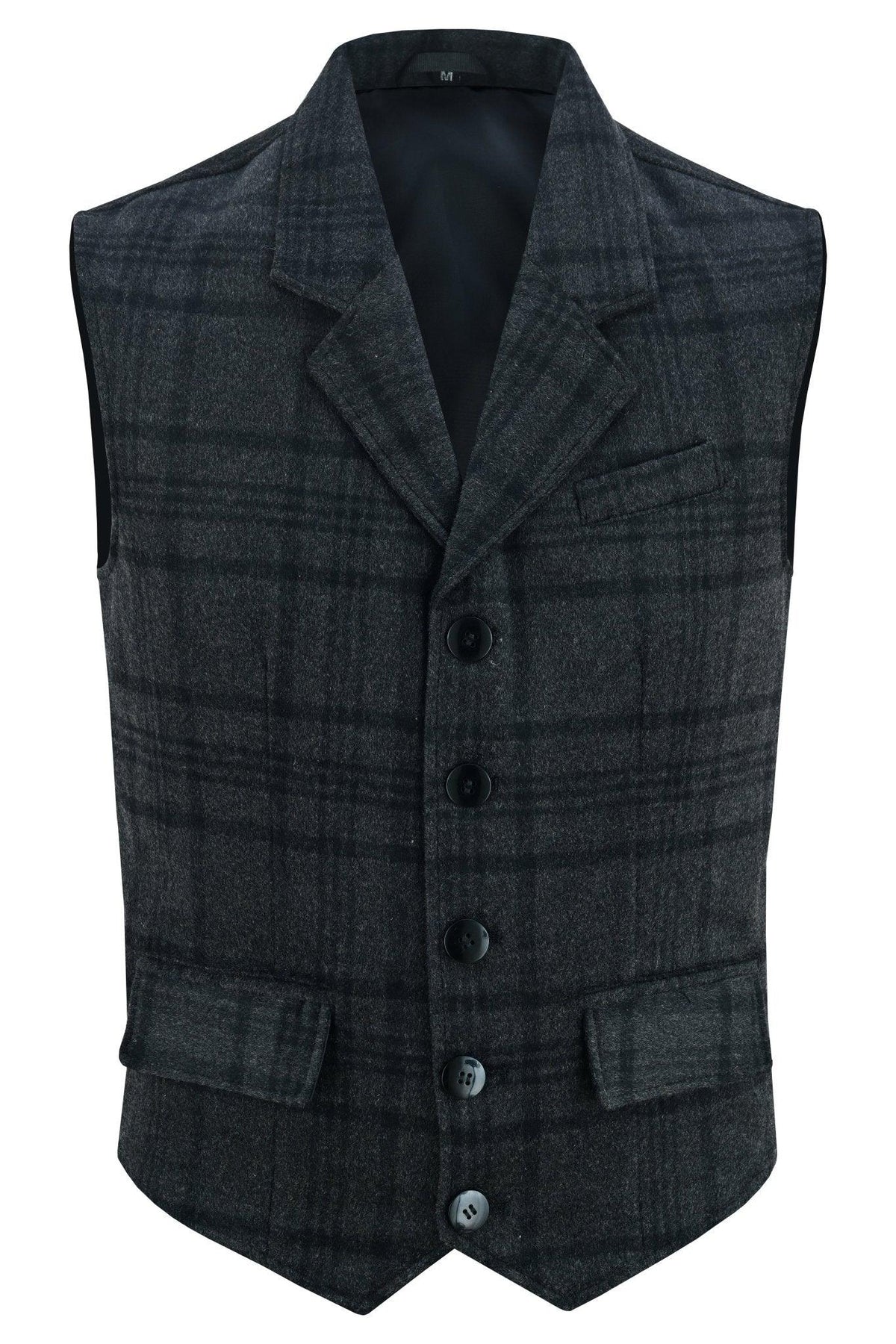 Mens Tweed Vest with Formal Check and Blazer-Style Cut
