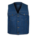Denim Moto Vest with Antique Buttons and YKK Zippers