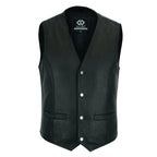 Leather Biker Vest with Classic Snap Button Front