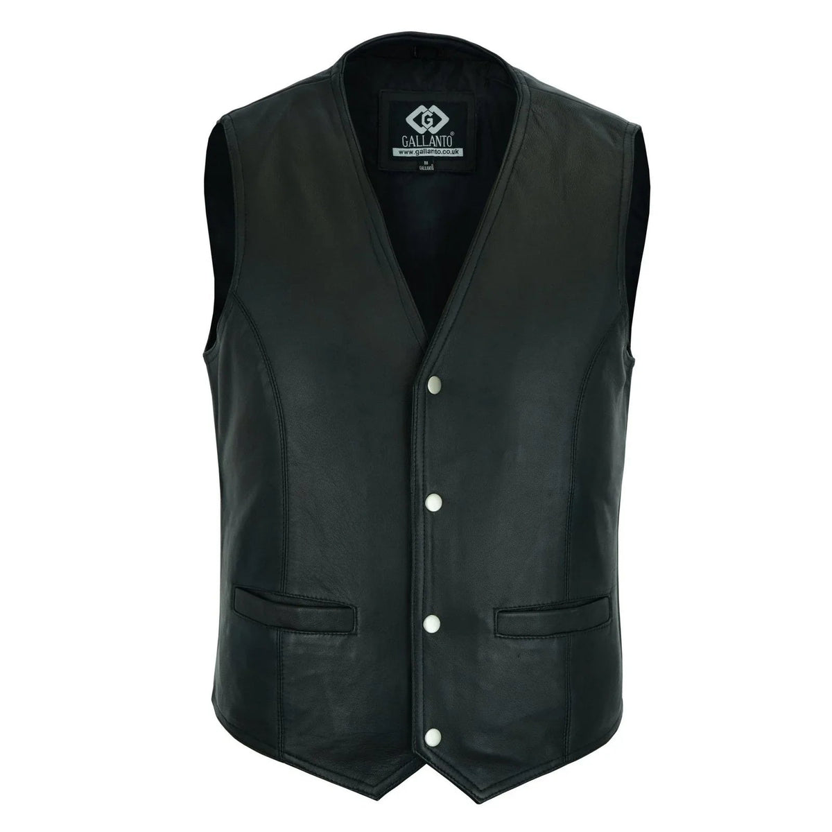 Leather Biker Vest with Classic Snap Button Front