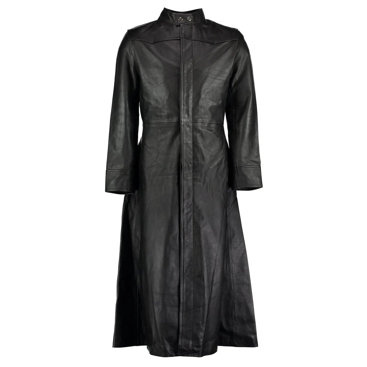 Long Leather Trench Coat – Genuine Cowhide Gothic Coat for Men