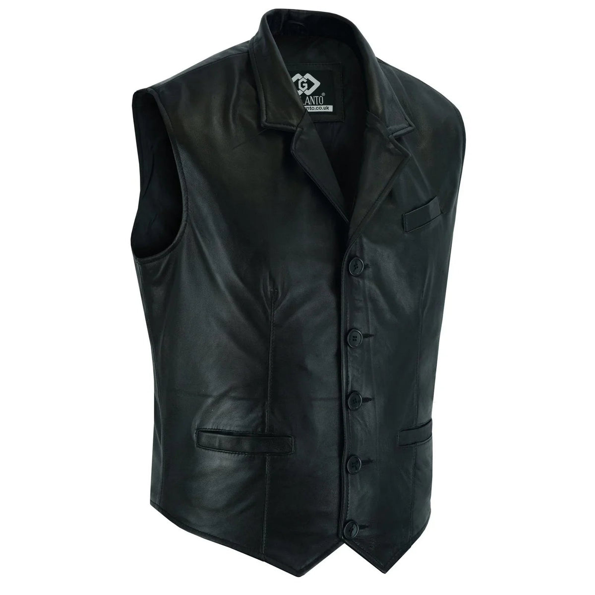 Leather Mens Dress Vest in Sheepskin and Goat Suede