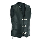 Leather Bike Vest with Silver Hooks and Adjustable Laces