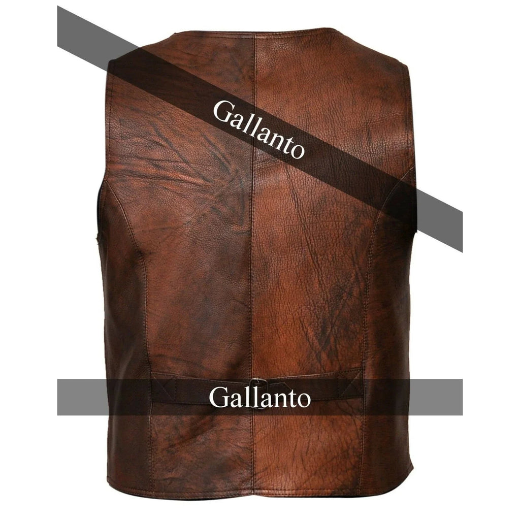 Leather Biker Vest with Classic Snap Button Front