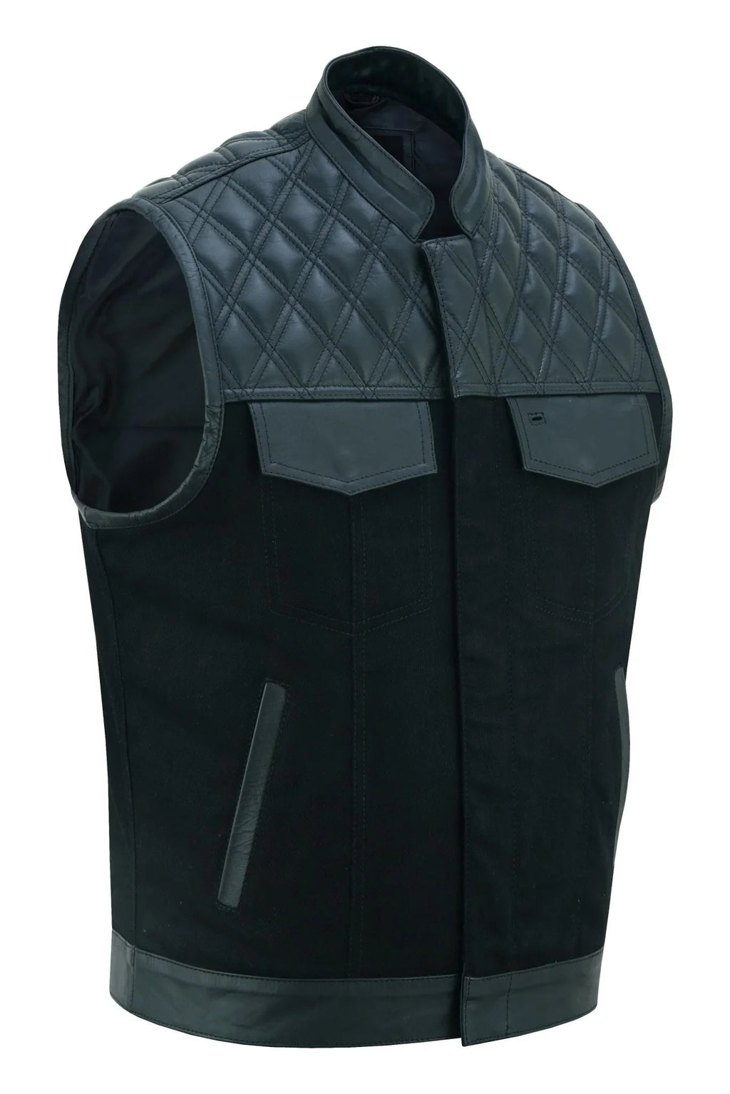 Biker Vest for Men in Leather, Denim and Camo Styles