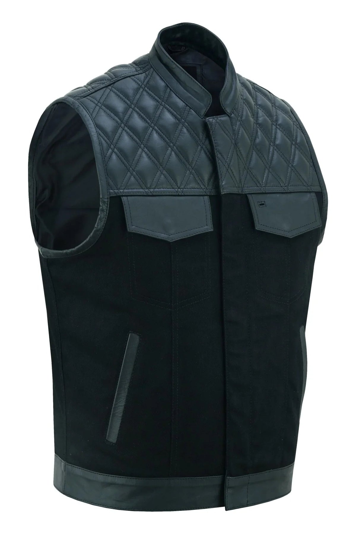 Biker Vest for Men in Leather, Denim and Camo Styles