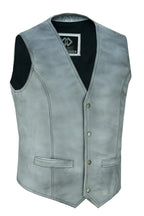 Leather Biker Vest with Classic Snap Button Front