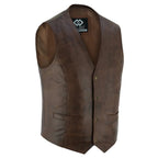 Leather Biker Vest with Classic Snap Button Front