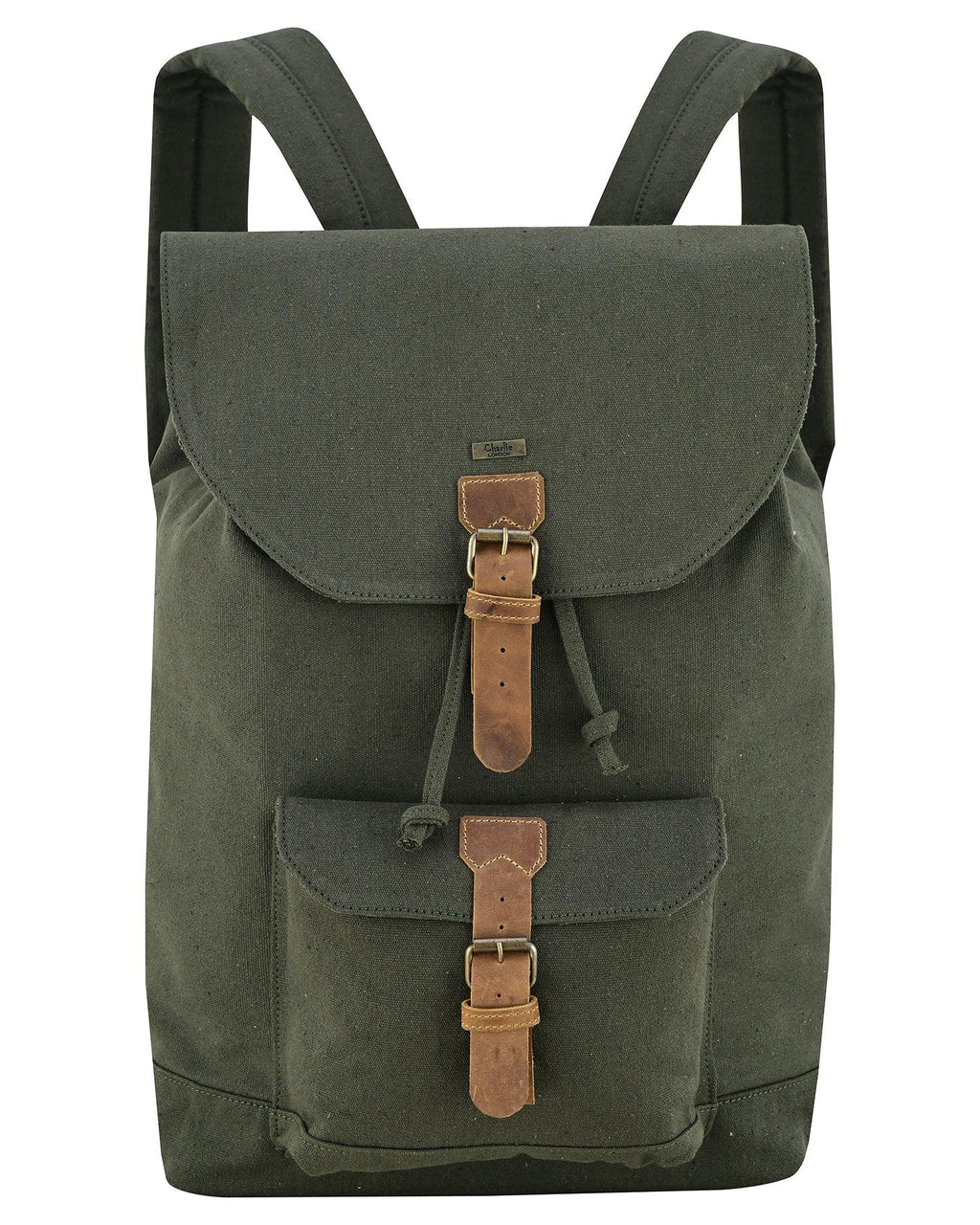 Canvas Travel Backpack Men with Leather Trim and Laptop Compartment