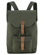 Canvas Travel Backpack Men with Leather Trim and Laptop Compartment