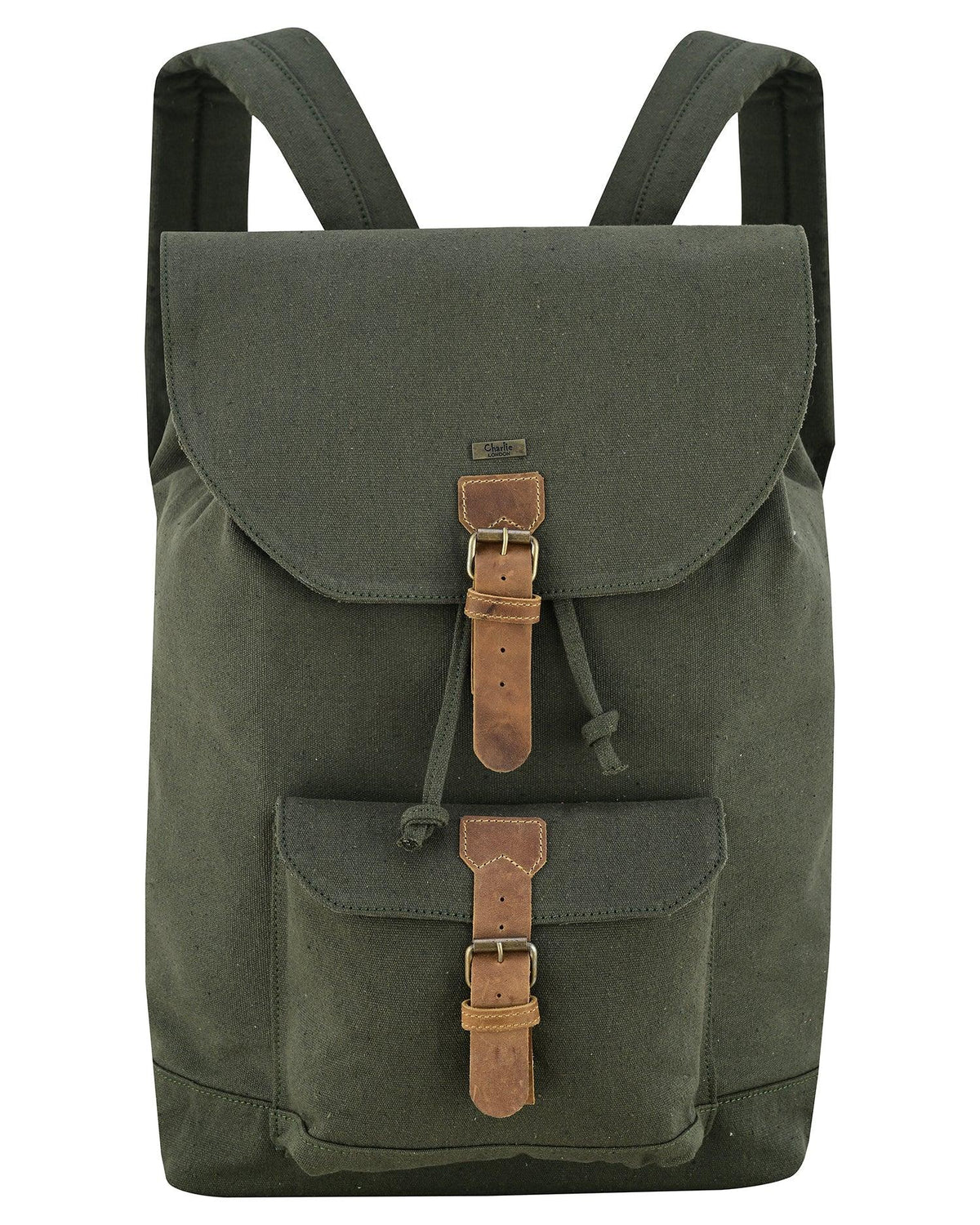 Canvas Travel Backpack Men with Leather Trim and Laptop Compartment