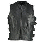 Leather Vest for Men Biker Style Design with Skull Patch