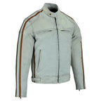 Vintage Moto Jacket with Distressed Leather Stripes