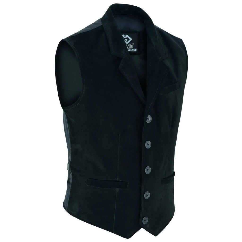 Leather Mens Dress Vest in Sheepskin and Goat Suede