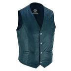 Leather Biker Vest with Classic Snap Button Front