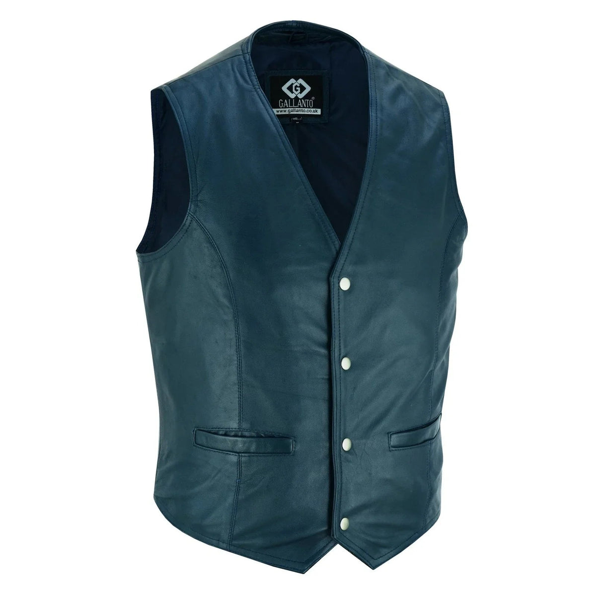 Leather Biker Vest with Classic Snap Button Front