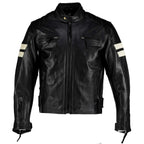 Men’s Cafe Racer Jacket with Ribbed Shoulder Panels