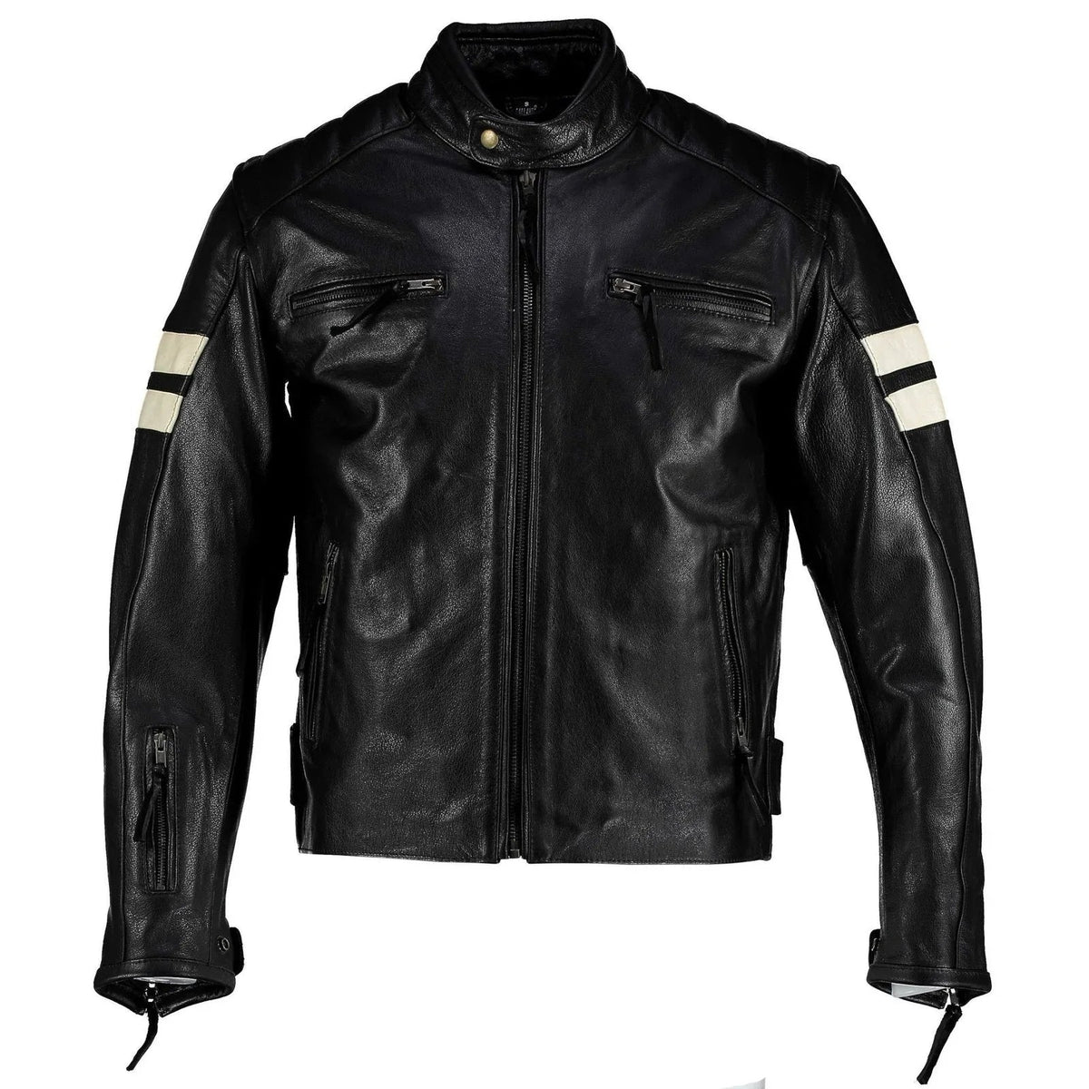 Men’s Cafe Racer Jacket with Ribbed Shoulder Panels