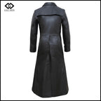 Leather Trench Coat for Men – Distressed Gothic Full Length Coat