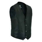 Leather Biker Vest with Classic Snap Button Front
