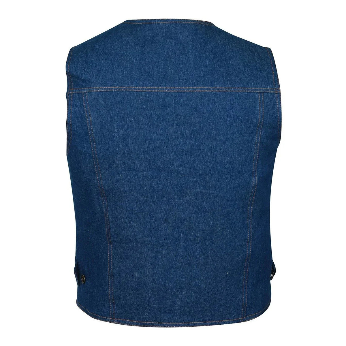 Denim Moto Vest with Antique Buttons and YKK Zippers