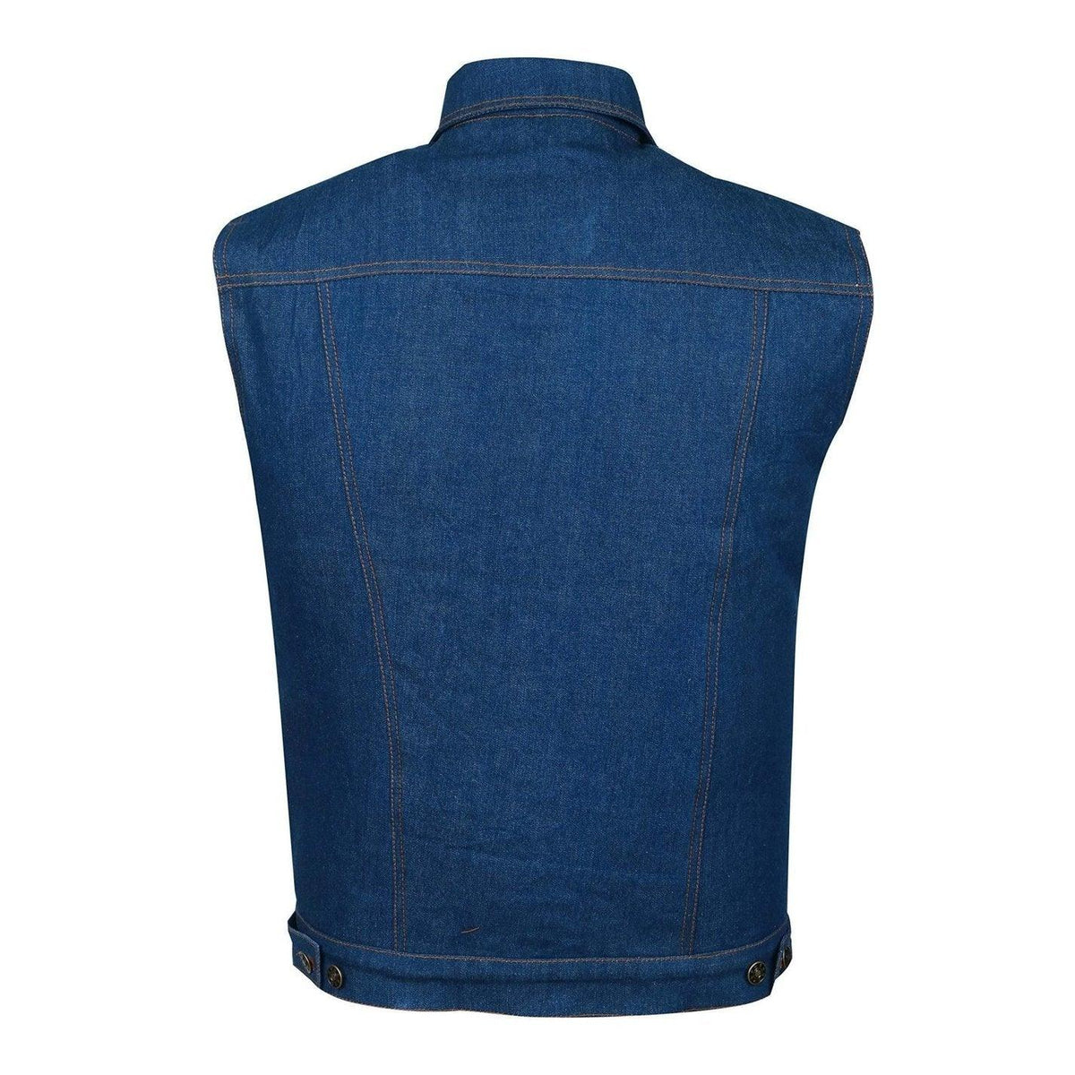 Denim Vest for Men with Trucker Collar and Buttons
