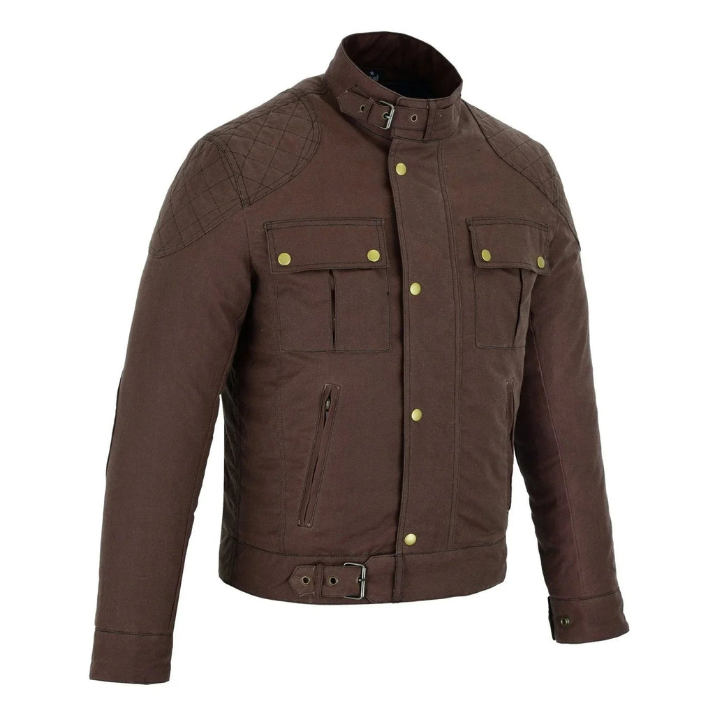 Wax Cotton Jackets for Men Vintage Motorcycle Biker Jacket