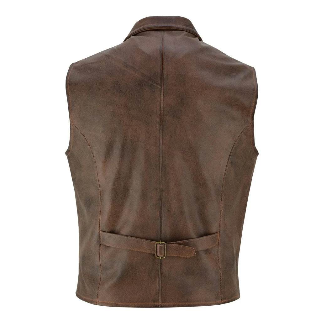 Leather Mens Dress Vest in Sheepskin and Goat Suede