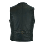 Leather Biker Vest with Classic Snap Button Front