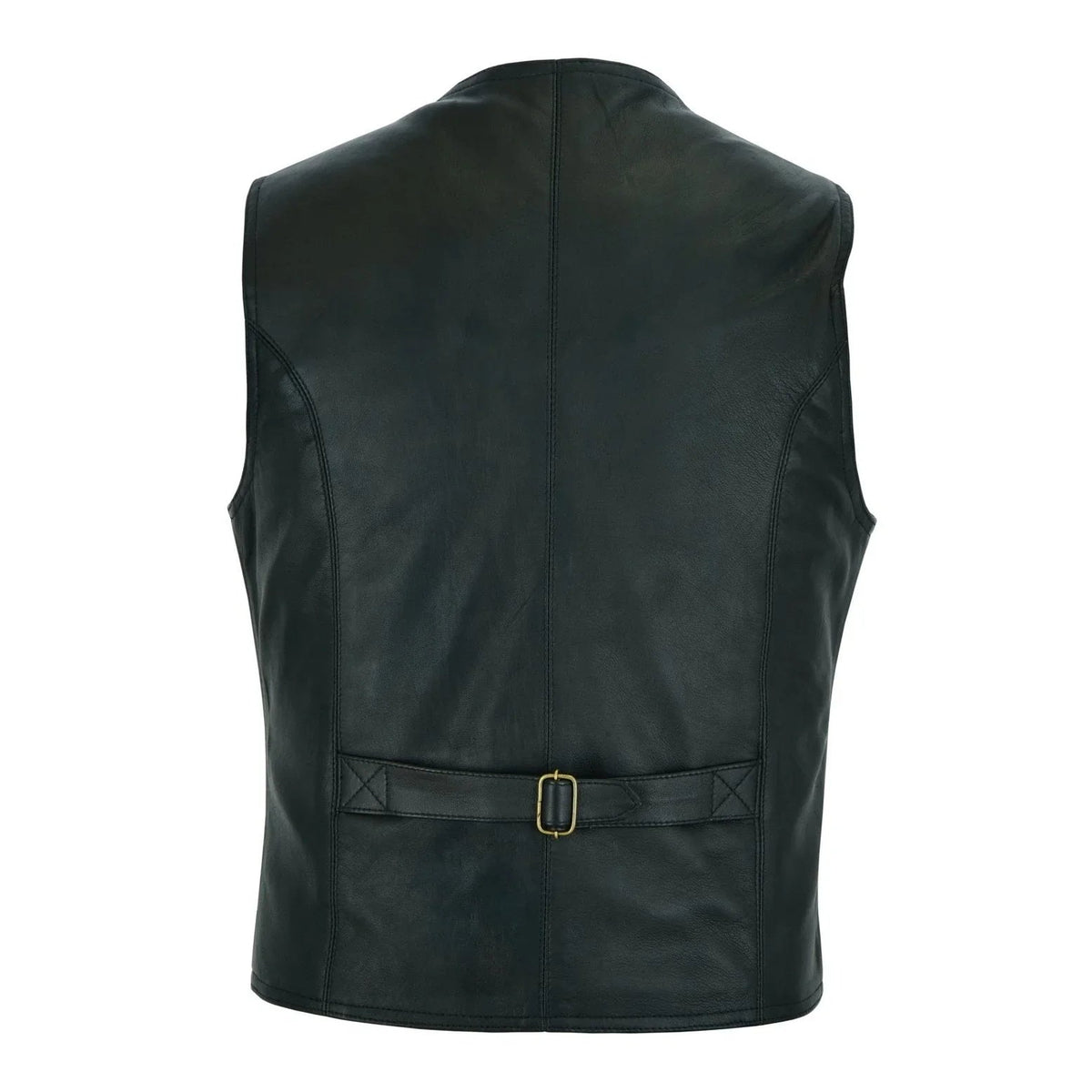 Leather Biker Vest with Classic Snap Button Front