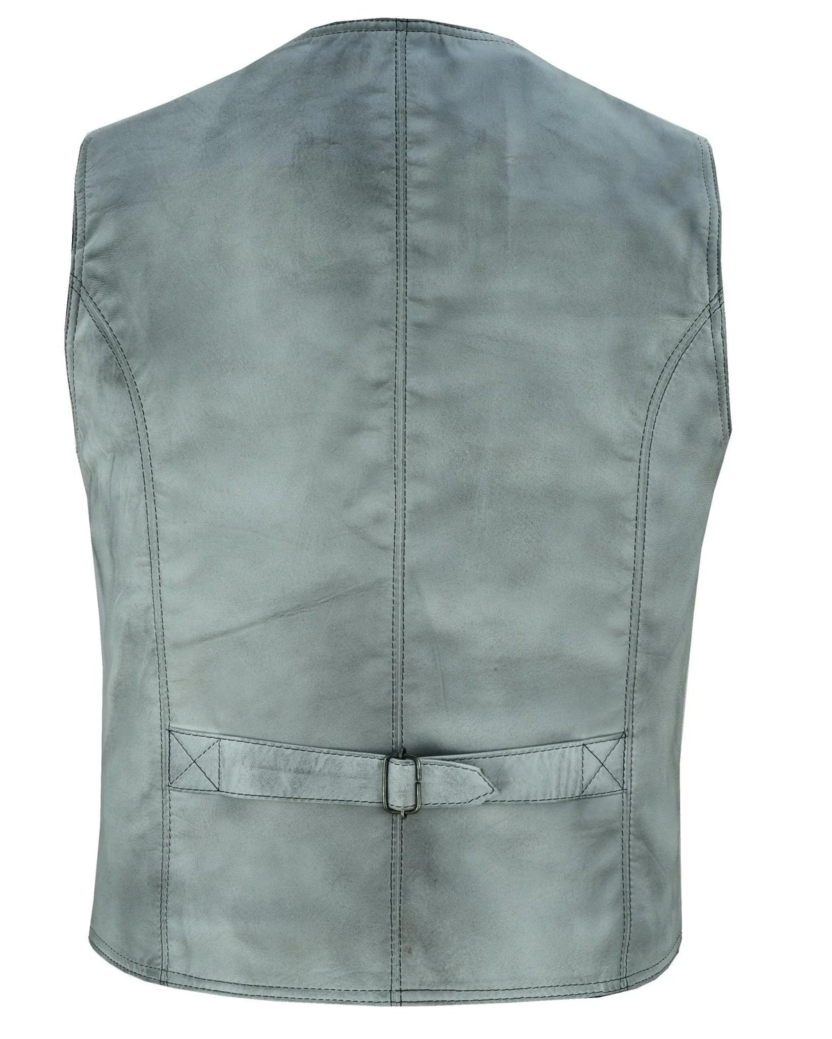 Leather Biker Vest with Classic Snap Button Front