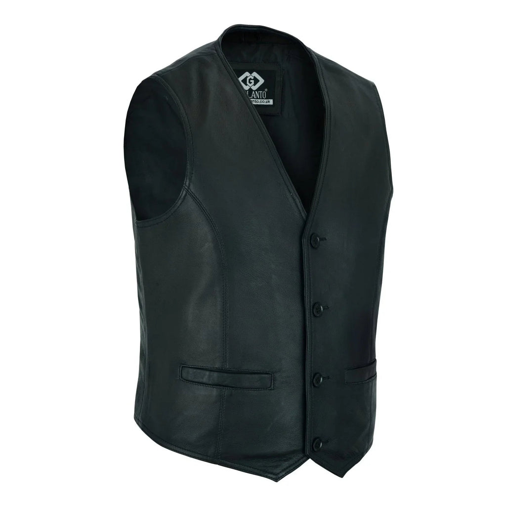 Mens Biker Vest in Classic Soft Leather and Suede Styles