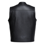 Motorbike Leather Vest with Hidden Double Front Closure