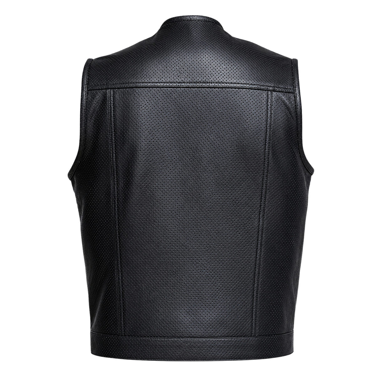 Motorbike Leather Vest with Hidden Double Front Closure
