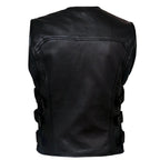 Mens Motorcycle Vest with Perforated Leather Panels