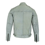 Vintage Moto Jacket with Distressed Leather Stripes