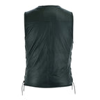 Leather Bike Vest with Silver Hooks and Adjustable Laces
