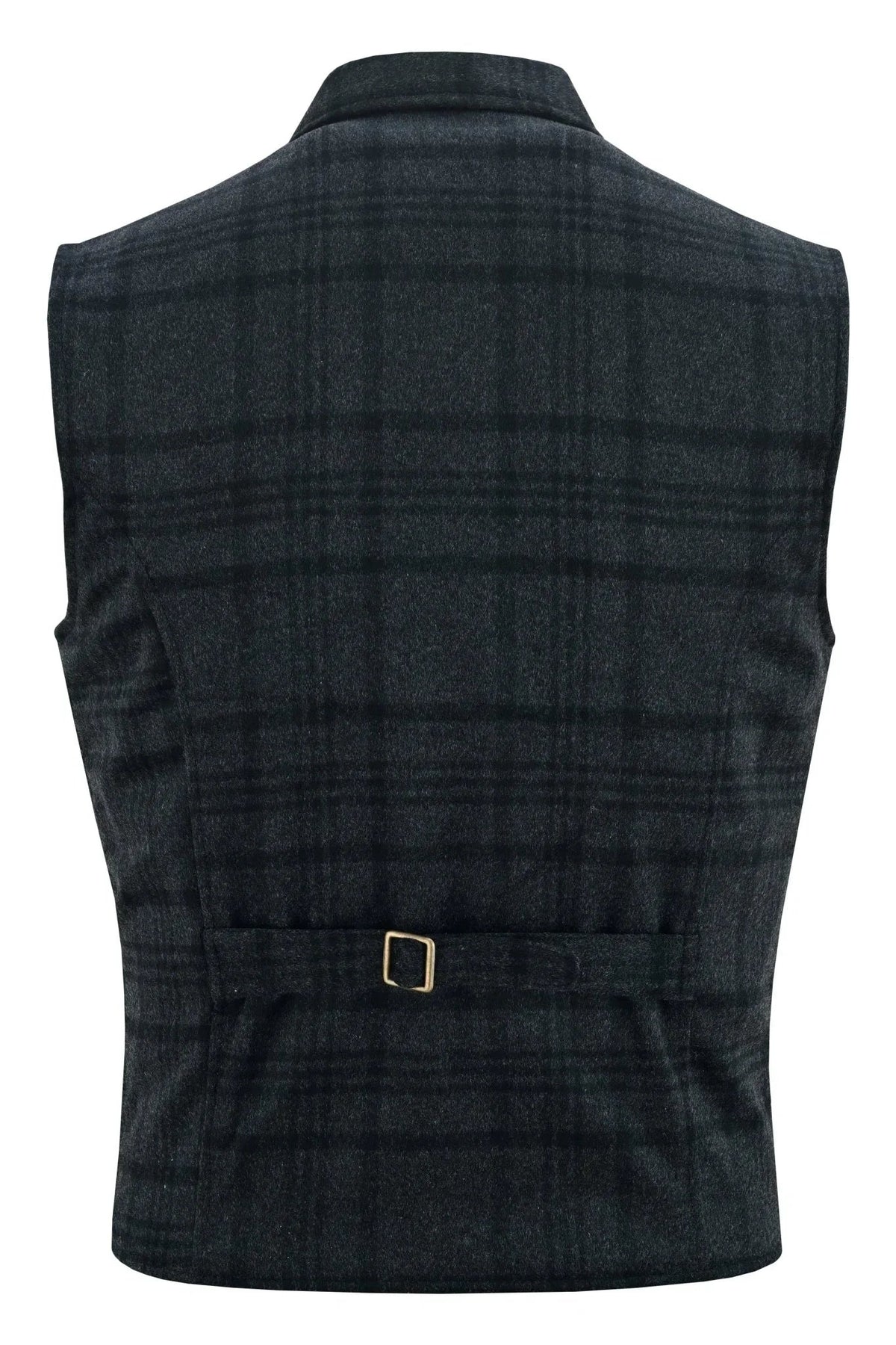 Mens Tweed Vest with Formal Check and Blazer-Style Cut