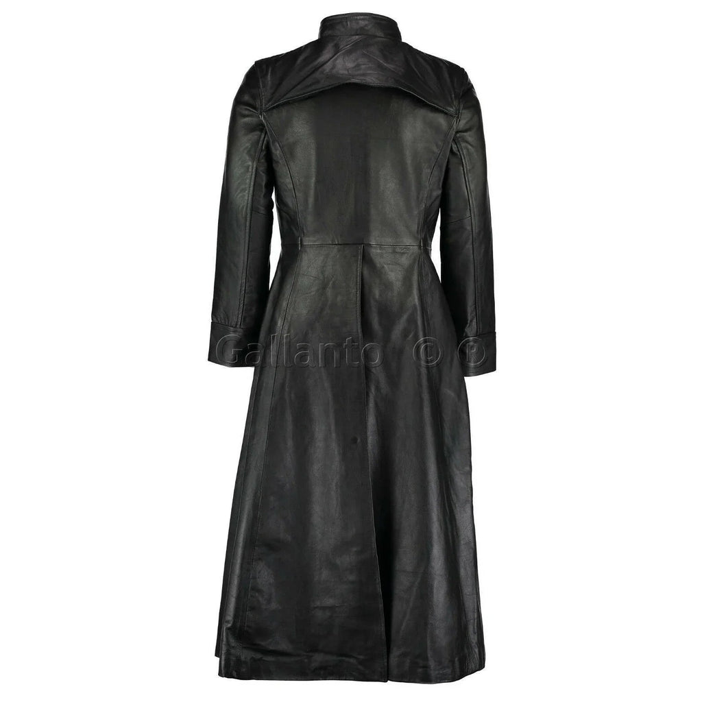 Long Leather Trench Coat – Genuine Cowhide Gothic Coat for Men