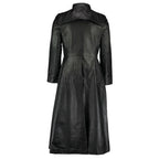Long Leather Trench Coat – Genuine Cowhide Gothic Coat for Men