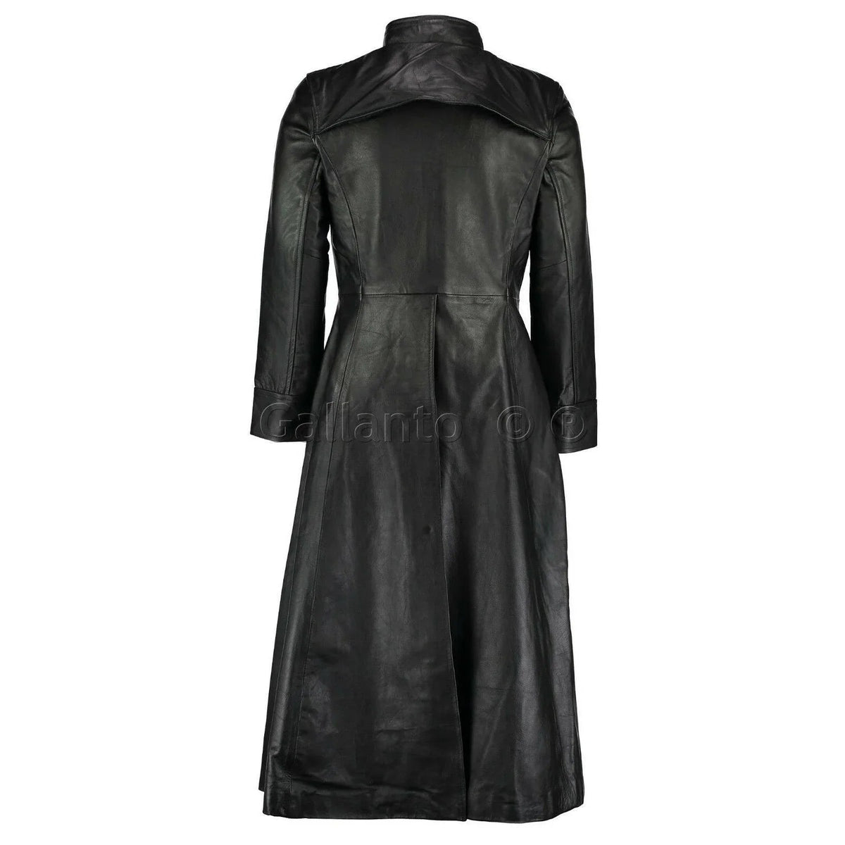 Long Leather Trench Coat – Genuine Cowhide Gothic Coat for Men