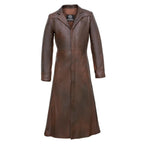 Leather Trench Coat for Men – Distressed Gothic Full Length Coat
