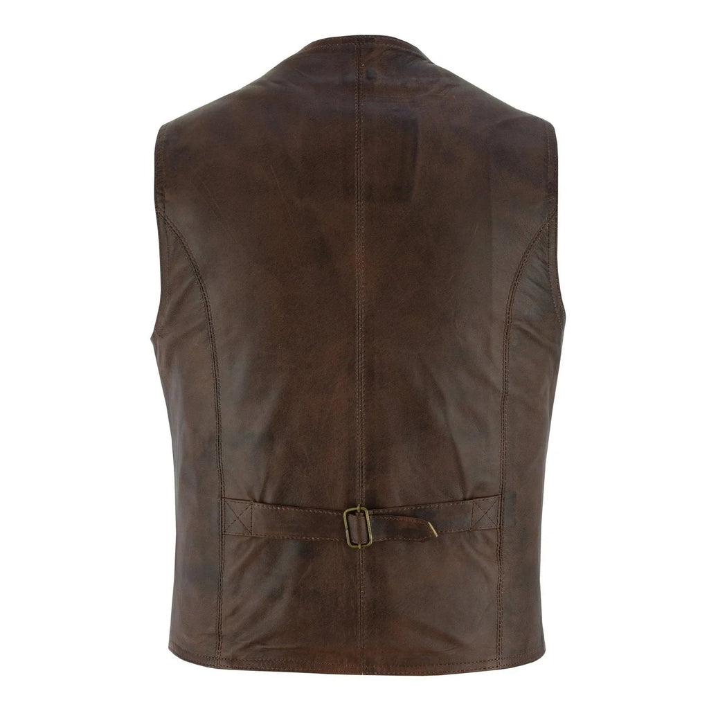 Leather Biker Vest with Classic Snap Button Front