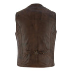 Leather Biker Vest with Classic Snap Button Front