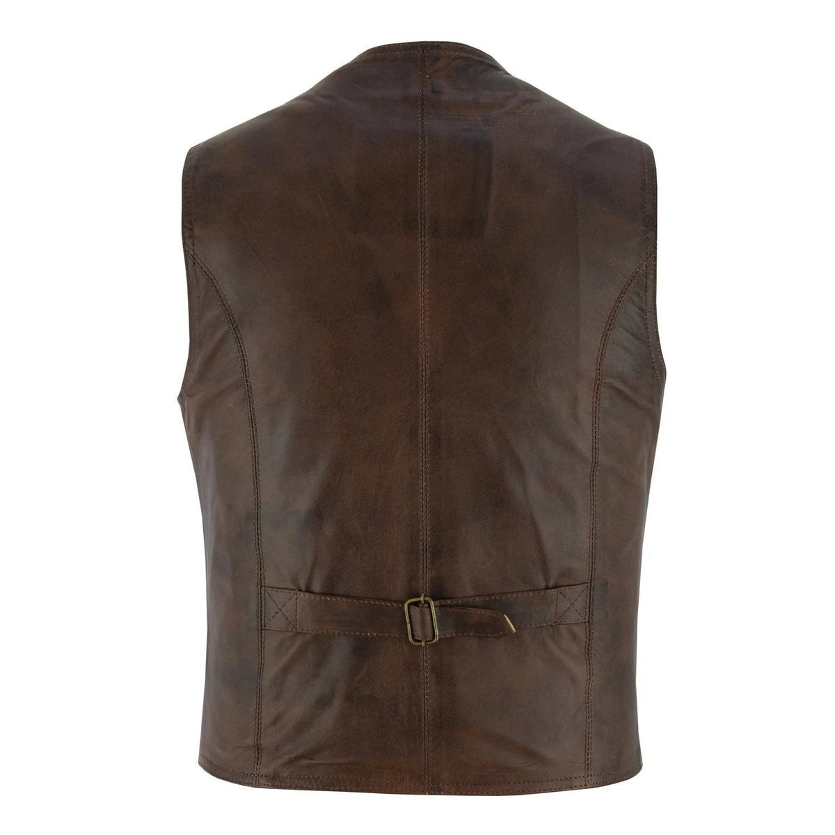Leather Biker Vest with Classic Snap Button Front