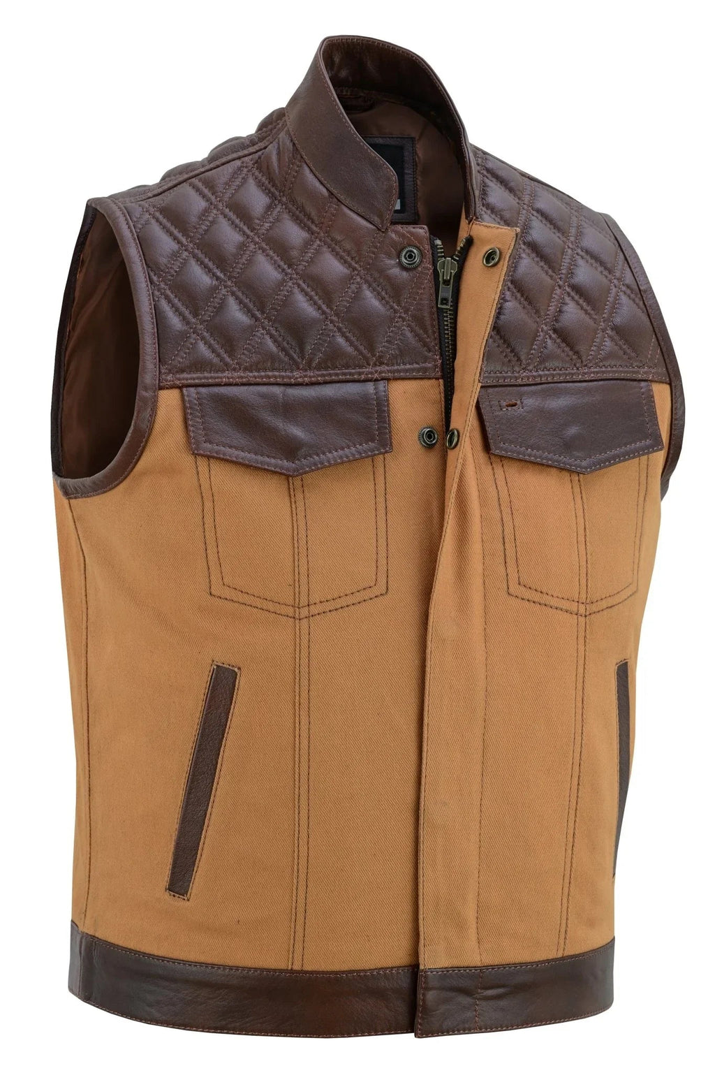 Biker Vest for Men in Leather, Denim and Camo Styles