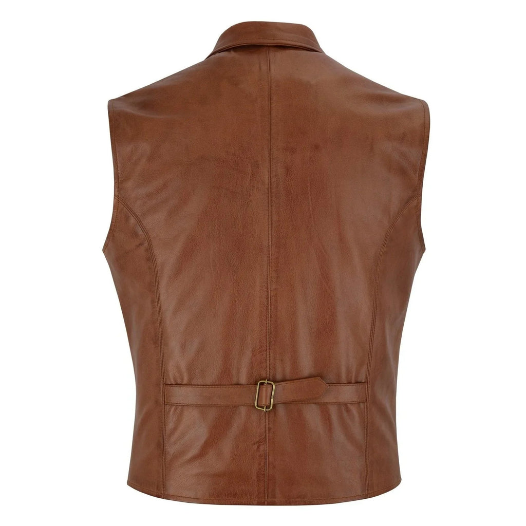Leather Mens Dress Vest in Sheepskin and Goat Suede